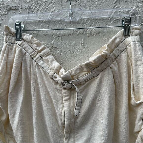 ANTHROPOLOGIE Linen Shorts Women Large Belted Relaxed Neutral Beach Resort - Picture 5 of 10